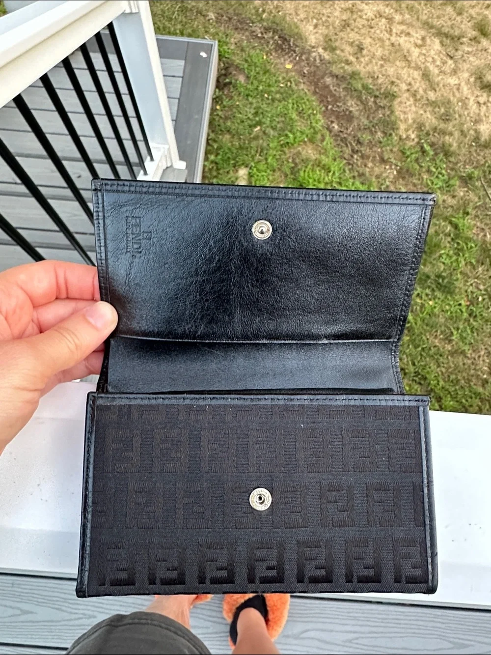 Fendi Black Tonal FF Jacquard Continental Wallet